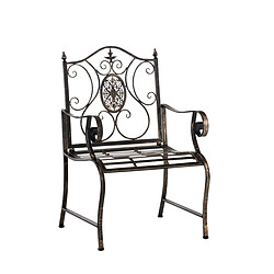 Decoshop26 Chaise de jardin balcon terrasse avec accoudoirs design rustique en métal bronze 10_0003028