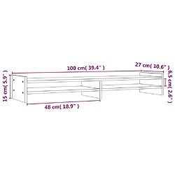 vidaXL Support de moniteur Blanc 100x27x15 cm Bois de pin solide pas cher