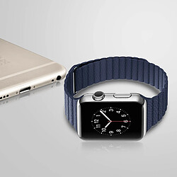 Acheter Avizar Bracelet Apple Watch 42 et 44 mm en Cuir matelassé et Magnétique - Bleu foncé