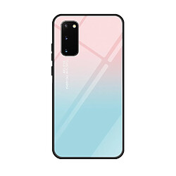 Coque en TPU verre d'impression de modèle rose/bleu pour votre Samsung Galaxy S20