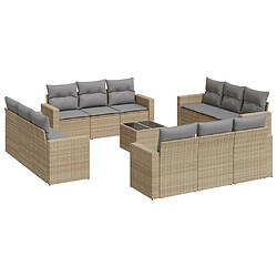 Maison Chic Salon de jardin avec coussins 13 pcs | Ensemble de Table et chaises | Mobilier d'Extérieur beige résine tressée -GKD58822