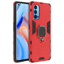 Avizar Coque Oppo Reno 4 Pro 5G Hybride Antichoc Bague Métallique Support Vidéo rouge