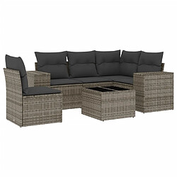 Maison Chic Salon de jardin 6 pcs avec coussins | Ensemble de Table et chaises | Mobilier d'Extérieur gris résine tressée -GKD98044