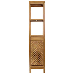 Mendler Armoire haute en teck HWC-M74, armoire de salle de bain, 1 porte 4 compartiments, teck de qualité B-Grade (bois de cœur, 20-30 ans) 181x40x35cm pas cher