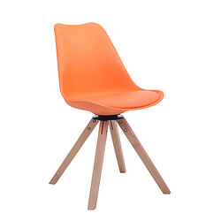 Decoshop26 Chaise de salle à manger x1 chaise visiteur assise pivotant à 360° en PVC et plastique orange piètement en bois carré clair 10_0003469