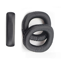 INF Lot de 2 oreillettes en cuir protéiné et 1 bandeau pour casque Somic G909/G909N Black