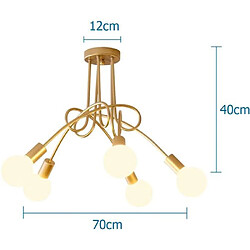 Stoex Plafonnier Lampe de Plafond Vintage avec 5 Edison Douille E27 en Métal Fer Luminaire pour Salon Chambre Décoration Doré pas cher