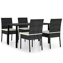 Salle à manger de jardin 5 pcs,Table et chaise à dîner Résine tressée Noir -MN22341