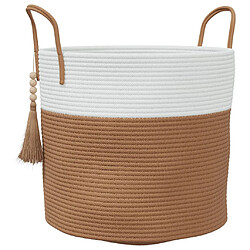 vidaXL Panier de rangement marron et blanc Ø40x35 cm coton