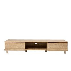 Iris Ohyama, Meuble TV pour écran 52 pouces avec tiroir et placard en bois MDF - TV Board BAB-150A - Chêne clair, L150 x P42.2 x H30 cm