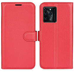 Etui en PU texture litchi avec support, rouge pour votre ZTE Blade V30