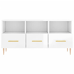 Maison Chic Meuble TV scandinave - Banc TV pour salon Blanc brillant 102x36x50 cm Bois d'ingénierie -MN90195 pas cher