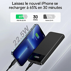 VANWIN Batterie Externe 20000mAh Câble intégré Power Bank 2.4A et 5 Sorties Ultra Mince Batterie Portable avec l’Ecran LED - Noir