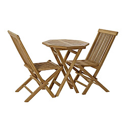 Pegane Ensemble de jardin avec table et 2 chaises coloris naturel