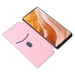 Etui en PU Texture de fibre de carbone, auto-absorption magnétique avec support et porte-carte pour votre ZTE Axon 40 Pro 5G - or rose