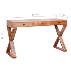 vidaXL Bureau d'ordinateur Naturel 115x47x77 cm Bois d'acajou massif pas cher