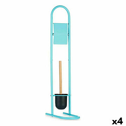 Berilo Dérouleur papier toilette avec pot à balai 16 x 28,5 x 80,8 cm Bleu Métal Plastique Bambou (4 Unités)