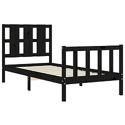 Maison Chic Cadre/structure de lit avec tête de lit pour adulte - Lit Moderne Chambre noir petit simple bois massif -MN42426 pas cher