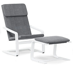 vidaXL Chaise de relaxation avec repose-pied Gris foncé Tissu