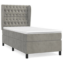 vidaXL Sommier à lattes de lit et matelas Gris clair 100x200cm Velours