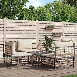 Maison Chic Salon de jardin 5 pcs + coussins - Mobilier/Meubles de jardin - Table et chaises d'extérieur anthracite résine tressée -MN26419