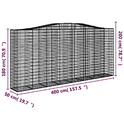 vidaXL Paniers à gabions arqués 7 pcs 400x50x180/200 cm Fer galvanisé pas cher