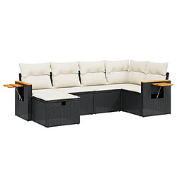 vidaXL Salon de jardin 6 pcs avec coussins noir résine tressée