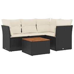 Maison Chic Salon de jardin 5 pcs avec coussins | Ensemble de Table et chaises | Mobilier d'Extérieur noir résine tressée -GKD55908