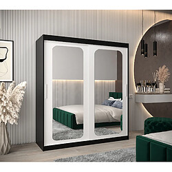 Abiks Meble Armoire PROMO T3 À Portes Coulissantes 200/180/62 2 Portes (Noir/Blanc)