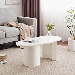 ComfortXL Table Basse Blanche Irrégulière De 100 Cm - Mdf De Haute Qualité, Surface Laquée, Texture Délicate