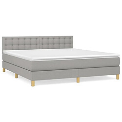 Maison Chic Lit adulte- Lit + matelas,Sommier à lattes de lit avec matelas Gris clair 180x200cm Tissu -GKD27549