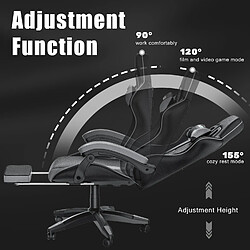 RATTANTREE Chaise de Gaming avec Repose-Pied, siège gaming, fauteuil gaming, Dossier Inclinable à 155, chaise bureau gaming avec appuie-tête, Noir Gris