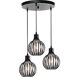 Stoex Lustre Moderne Plafonnier D'Intérieur Rétro 3 Lumières Suspension Vintage Suspension Lustre E27 Métal Noir Pour Chambre, Salle À Manger, Bureau