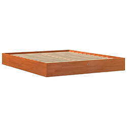 Vidaxl Cadre de lit cire marron 150x200 cm bois de pin massif