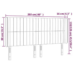 vidaXL Tête de lit à LED Noir 203x16x118/128 cm Tissu pas cher