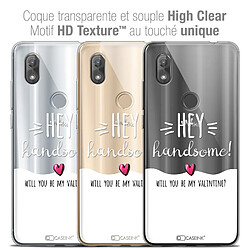 Caseink Coque Housse Etui Wiko View 2 (6.0 ) [Crystal Gel HD Collection Love Saint Valentin Design Hey Handsome ! - Souple - Ultra Fin - Imprimé en France]