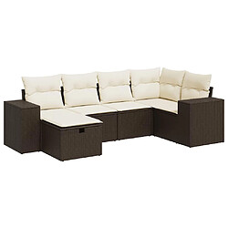 vidaXL Salon de jardin avec coussins 6 pcs marron résine tressée