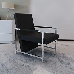 Maison Chic Fauteuil relax,Chair avec pieds chromés Noir Similicuir -MN96159