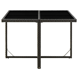 vidaXL Table de jardin Noir 109x107x74 cm Résine tressée et verre