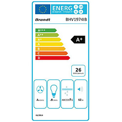 Hotte décorative inclinée 90cm 543m3/h inox/verre - BHV1974IB - BRANDT