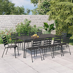 vidaXL Ensemble à manger de jardin 11 pcs anthracite acier