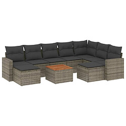 Maison Chic Salon de jardin avec coussins 10 pcs, Ensemble Tables et chaises de jardin, gris résine tressée -GKD577466