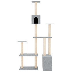 Helloshop26 Arbre à chat meuble tour grimper jouet grattage grattoir escalade plateforme avec griffoirs en sisal clair 180 cm gris 02_0022593