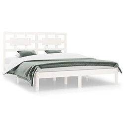 Maison Chic Lit Moderne Chambre - Cadre/structure de lit pour adulte Blanc Bois de pin massif 140x200 cm -MN17674