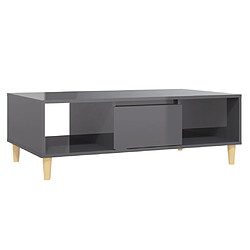 vidaXL Table basse gris brillant 103,5x60x35 cm bois d'ingénierie