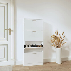 vidaXL Armoire à chaussure Blanc brillant 59x17x150 cm Bois ingénierie