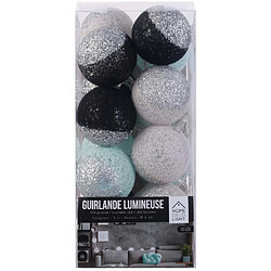 Home Deco Light Guirlande lumineuse boules pailletées 16 leds noir, bleu.