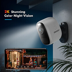 YESKAMO Caméra de Surveillance WiFi, 2K 4MP Caméra Extérieure à Piles avec Vision Nocturne Couleur, Base Magnétique, Détection de Mouvement AI et PIR, Audio Bidirectionnel, Étanchéité IP65