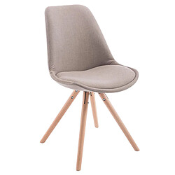 Decoshop26 4 chaises de salle à manger style scandinave en tissu taupe pieds rond en bois clair CDS10351