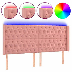 Maison Chic Tête de lit scandinave à LED,meuble de chambre Rose 203x16x118/128 cm Velours -MN24485